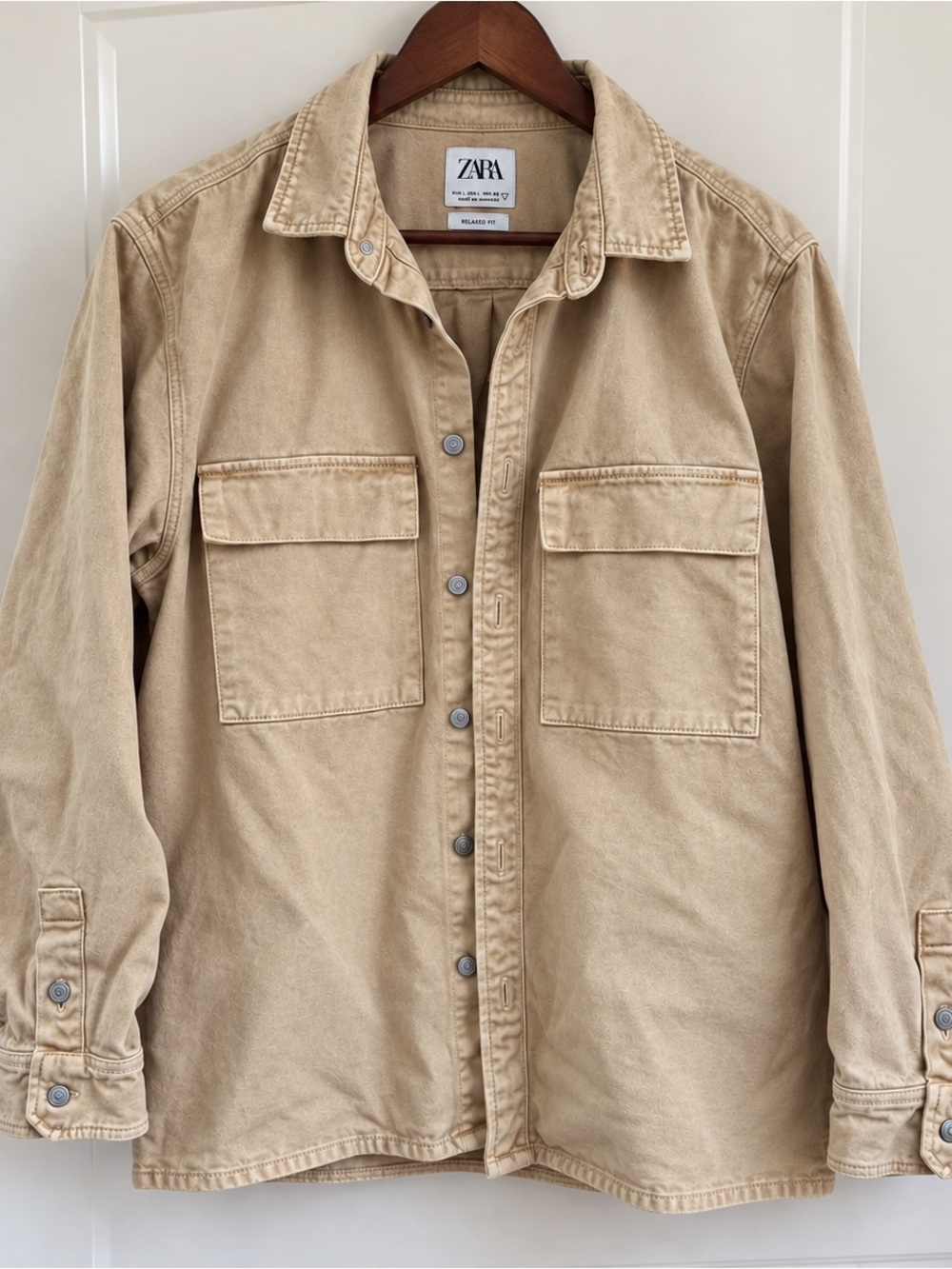ZARA Men’s Relaxed Fit Overshirt – Tan / Camel – Size L